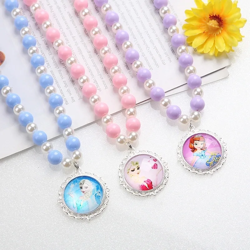 Fashion Frozen Gift Box Beads Toy Necklace Bracelet Ear Clip Set Decoration Children Jewelry Set For Girls