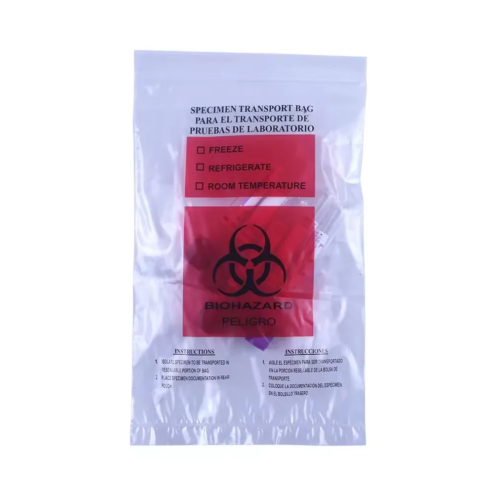 7 * 17 medical transport self sealing transparent sampling thickening of biological specimens inspection storage plastic bags