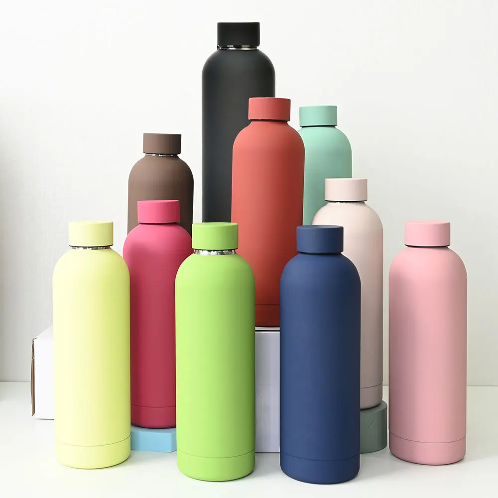 Wholesale 500ml double wall insulated vacuum metal drinking bottle stainless steel water bottle with custom logo