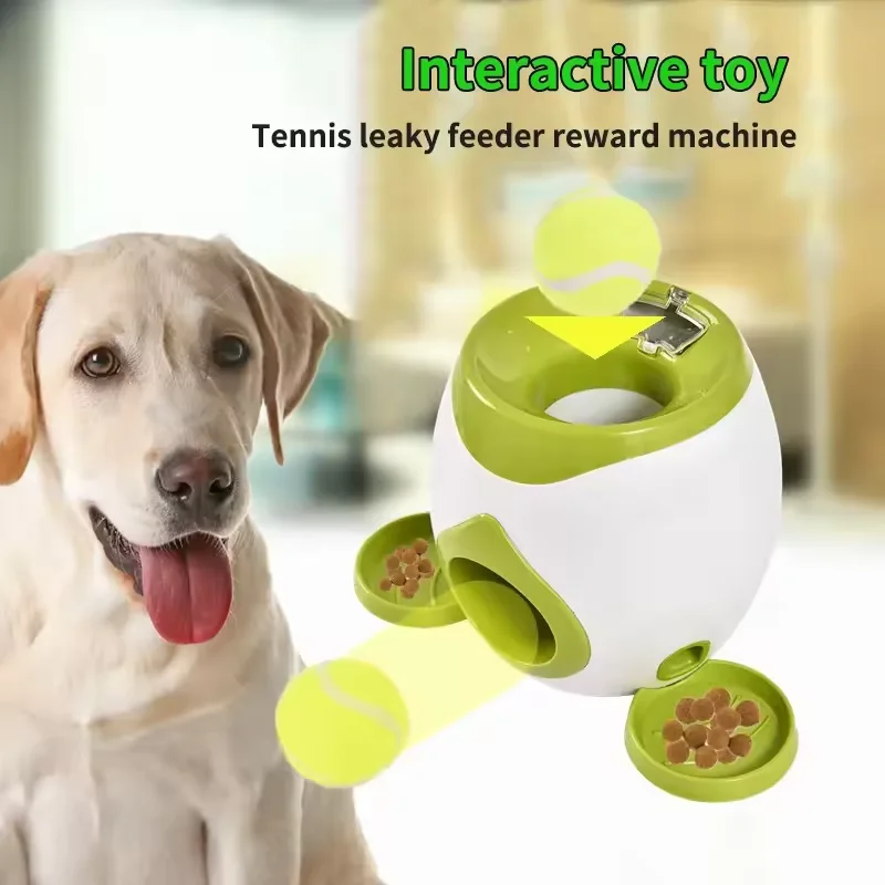 Factory Price Automatic Throw Dog Toy Food Feeder Machine Leaky Bucket Launcher Automatic Tennis Ball Feeder