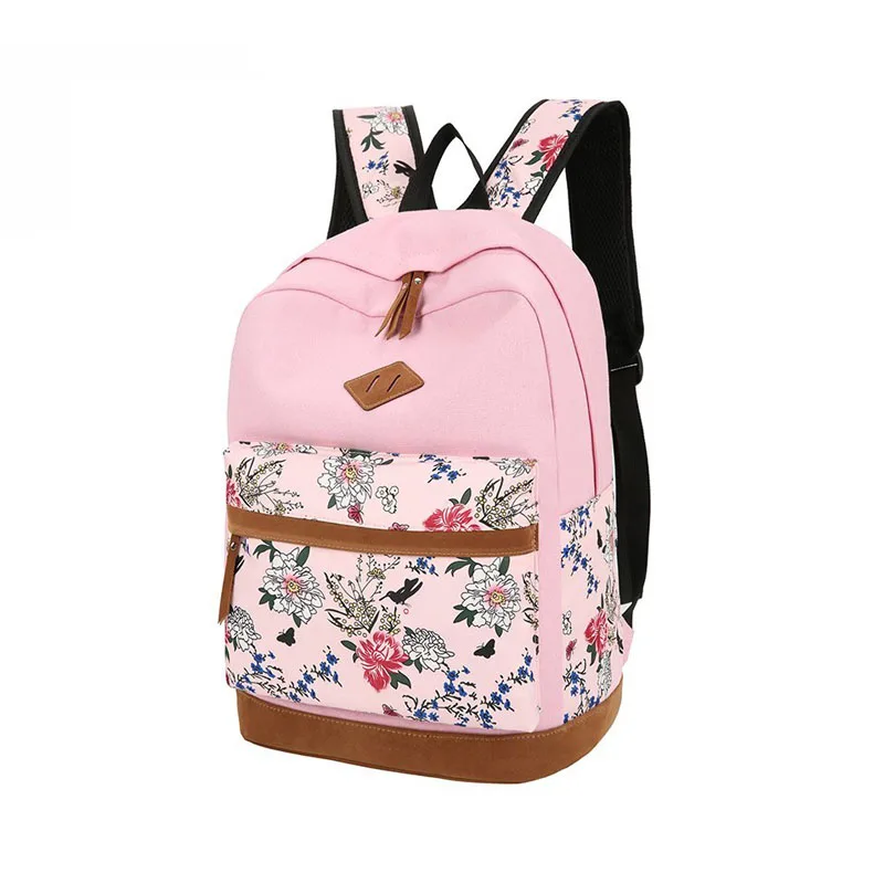 Custom Fashion Trend New 3 Set Backpacks High Quality Girls Cute Pink Soft Canvas Student School Bag And Lunch Bag Set For Kids