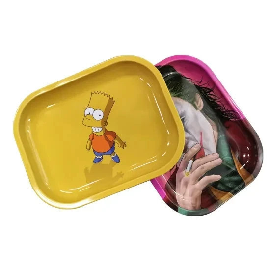 Customization Logo Cartoon Anime Personalized Smoking Trays Metal Rolling Trays with Lids