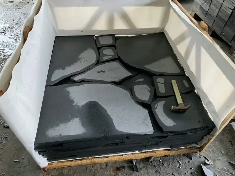 Hainan Black Basalt Road Crazy Paving Stones Irregular Random Size Flagstone For Garden