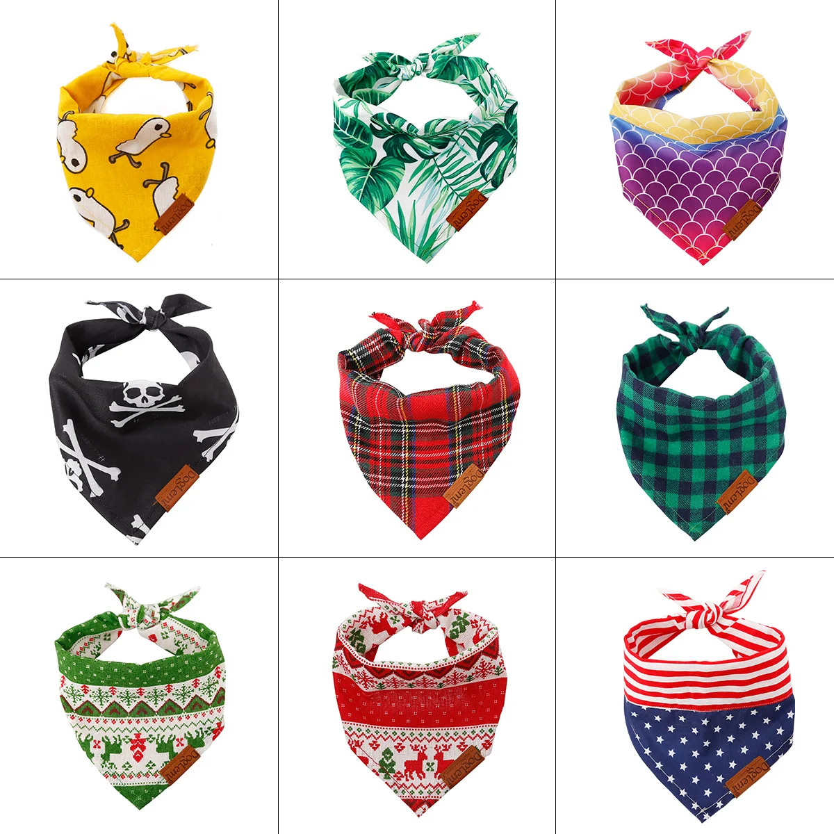 Wholesale light breathable fashion pattern simple soft luxury dog scarf bandana