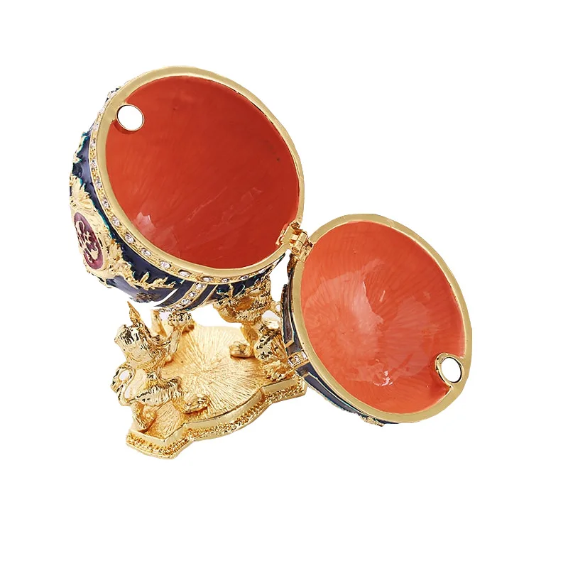 Home Decoration Russian Style Easter Eggs Gold Plated Enamel Painted Metal Craft  Ornament