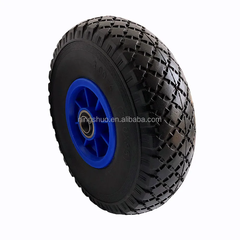 Sample Available Wholesale factory manufacturer Plastic Rim Plain Bearing 10 Inch 3.00-4 Flat Free Pu Foam Trolley Wheel