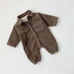 3090 Newborn Baby Clothing Jumpsuit Double-Layer Velvet Thickening One-Piece Clothes Baby Casual Romper Coat Winter