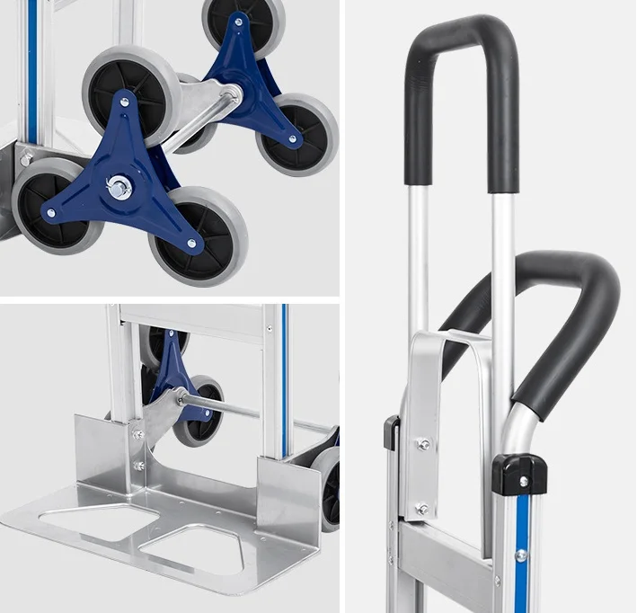 4Lab Aluminum Alloy Oxygen Tank Handcart Cargo Handling Two Wheeled Heavy-duty Handcart Thickened Household Handcart