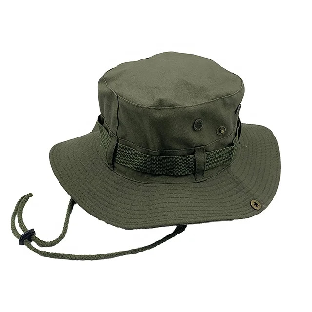 Hot selling dark green customised bucket hats with string fashionable safari hat outdoor caps hats man