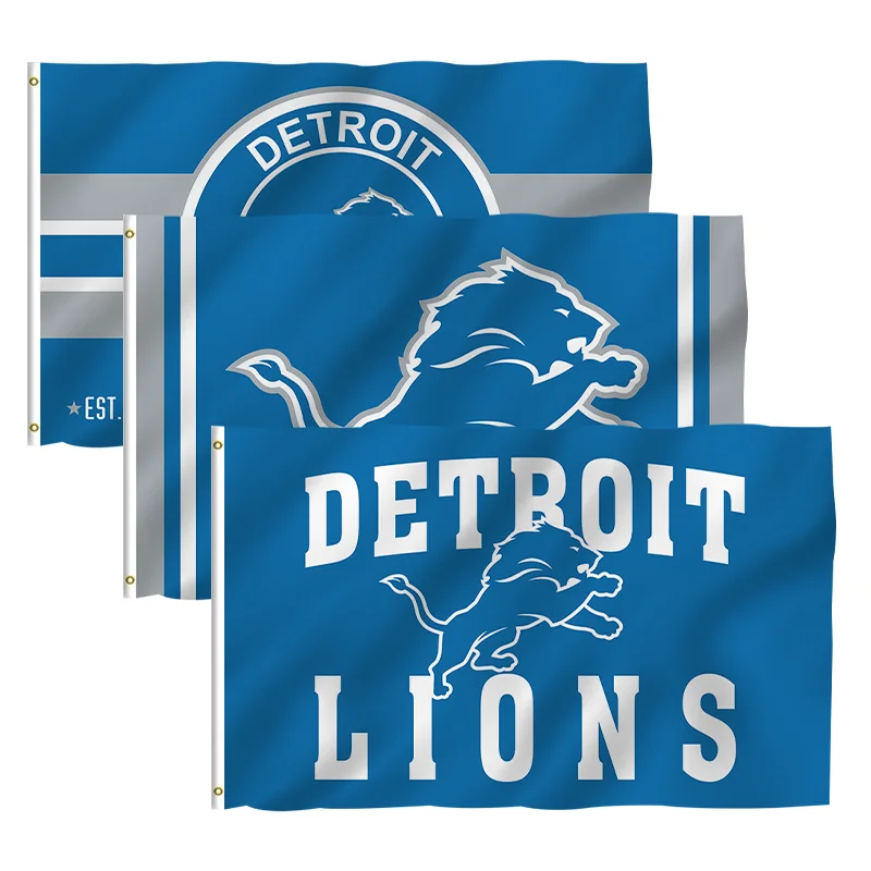 In Stock All Football Team Flag 3x5ft High Quality Custom Design Detroit Lions Banner 100% Polyester Sports Nfl Flag