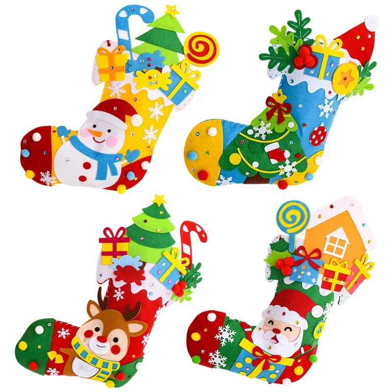 manual pasting for children diy handmade materials package kindergarten sewn handmade gift creation christmas socks