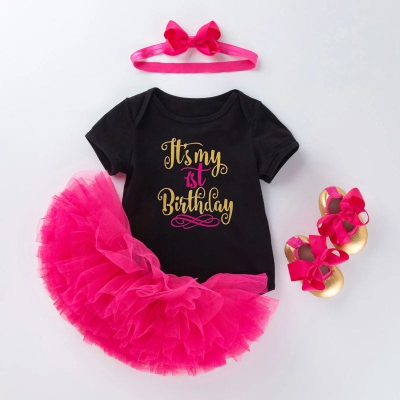 Hot sale newborn baby girl birthday dresses outfits my first birthday 1 year girl birthday party dress
