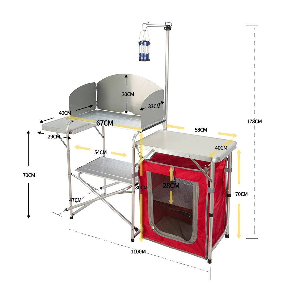 Outdoor Korean portable aluminum kitchen folding camping cooking bbq table
