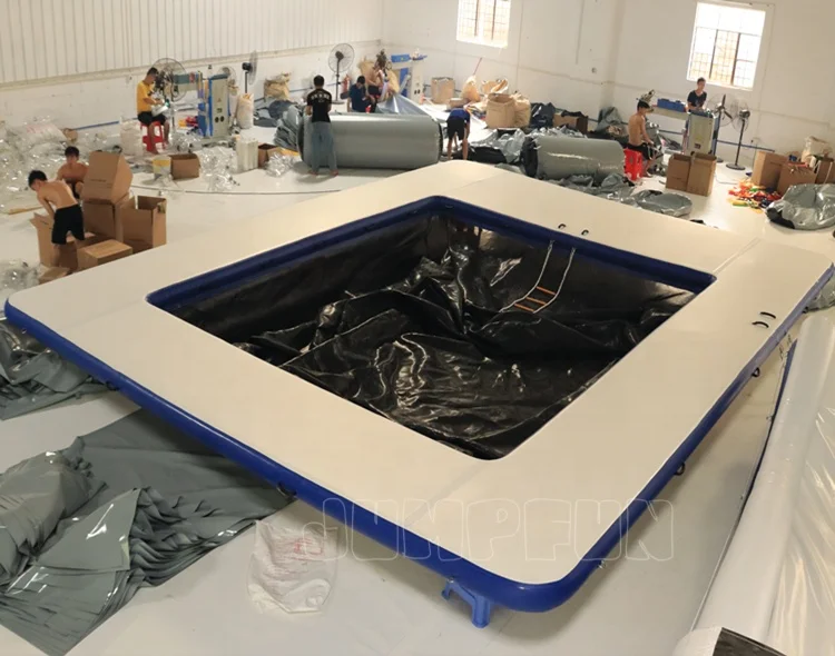 8X6 meter DWF inflatables ocean swimming pool with mesh dropstich Floating sea pool inflatables yacht island water dock