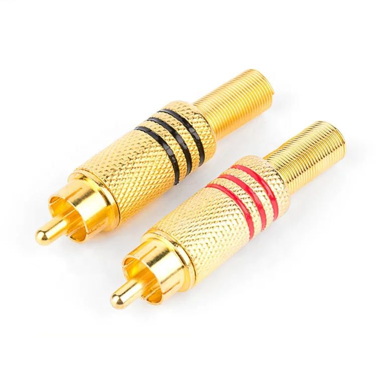 Gold plated Metal Exquisite RCA Male Solder Coax Audio Video Jack Adapter Wire Cable RCA Connector
