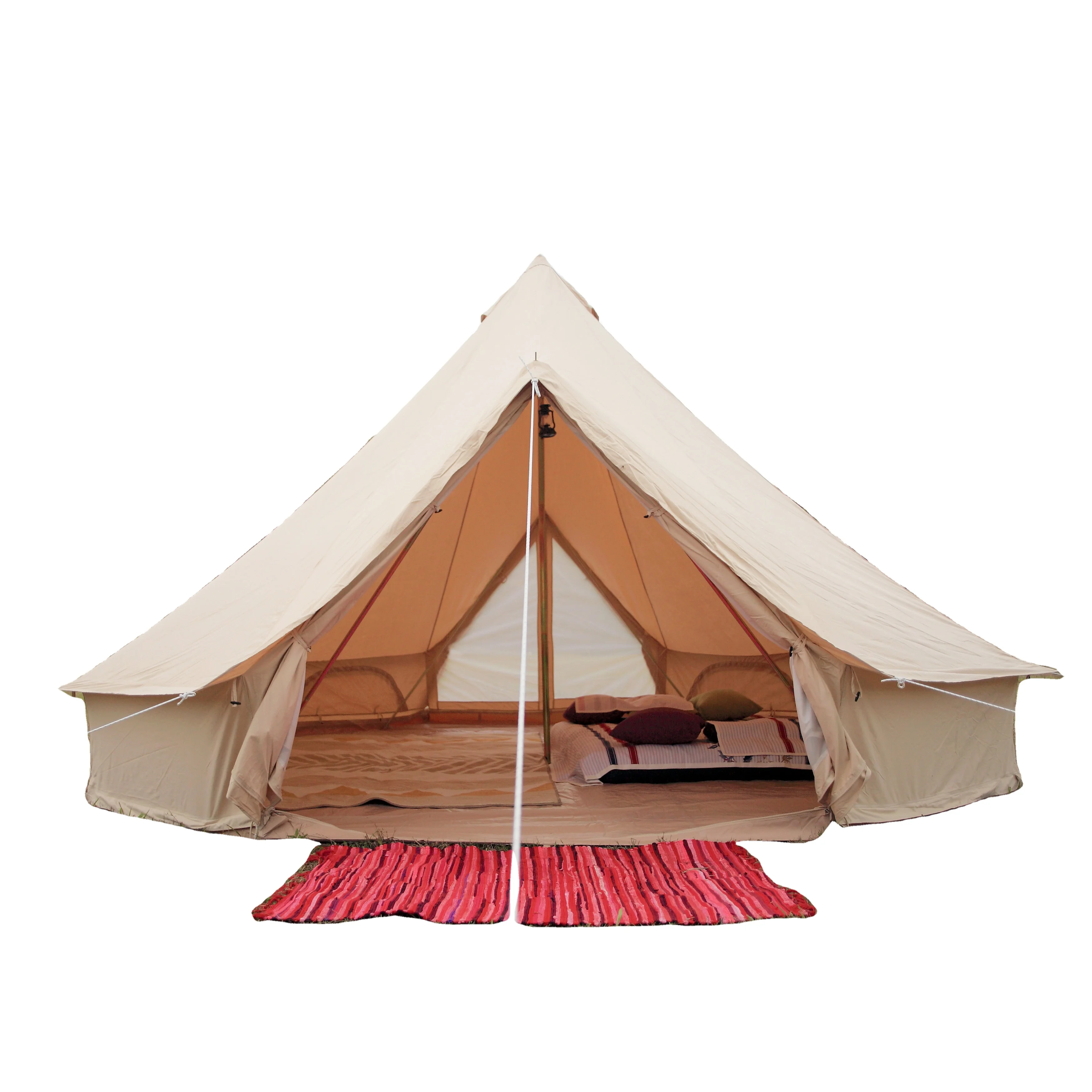 5M 15 person double doors cotton canvas bell tent ground sheet outdoor camping house luxury tent