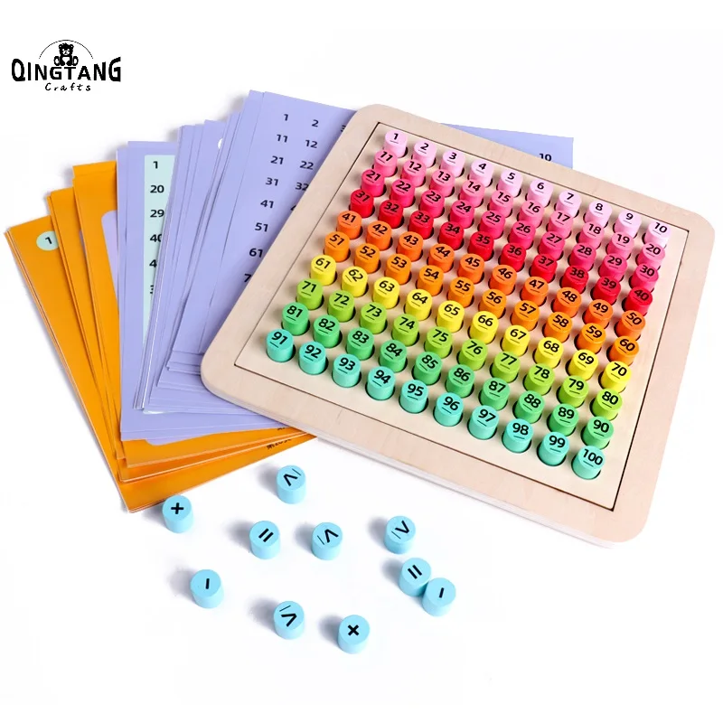 Montessori Math Toy 1-100 Consecutive Numbers Puzzles Wooden Hundred Board Toy