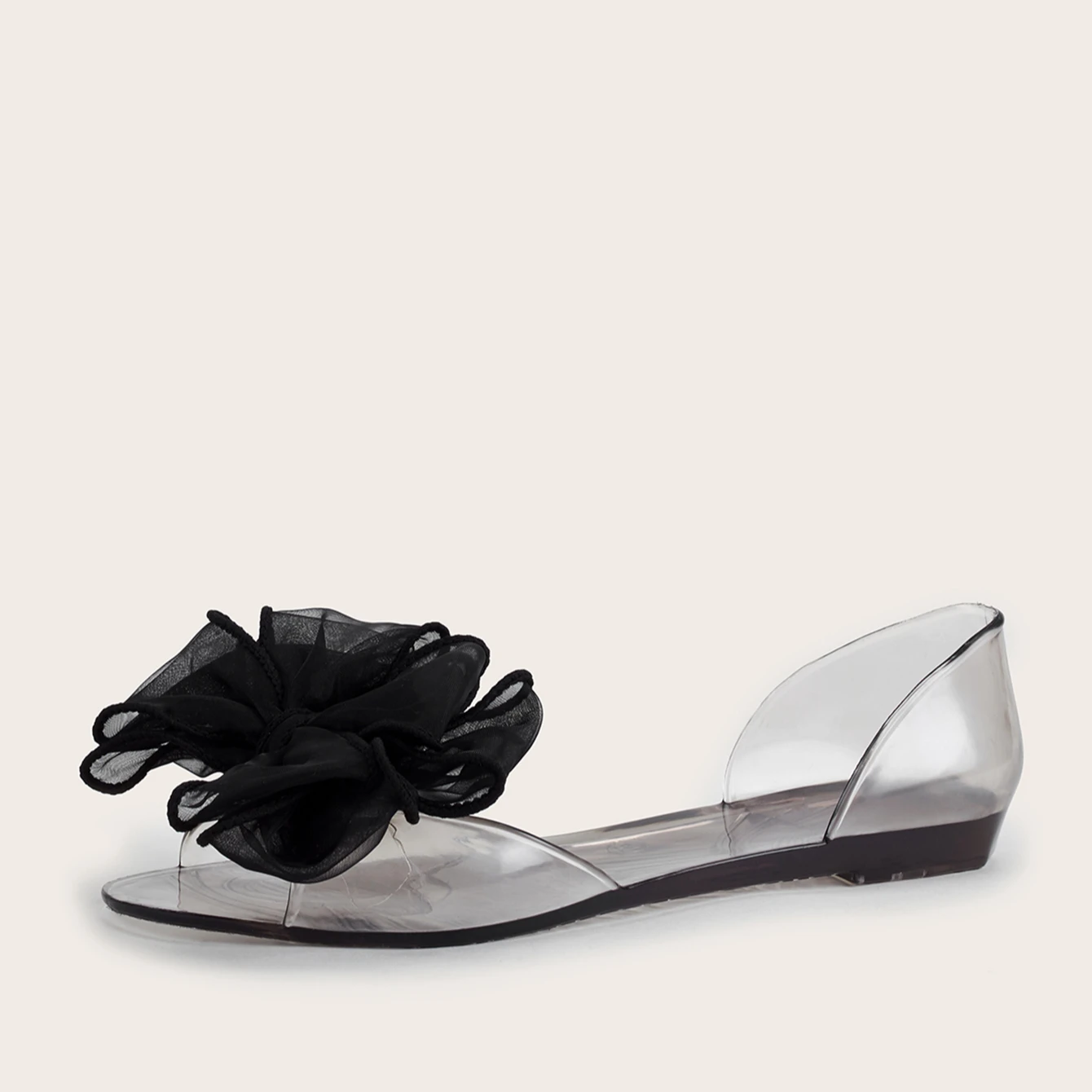  Hot selling Summer Transparent Women Jelly Shoes Bow Flat sandal for Ladies and