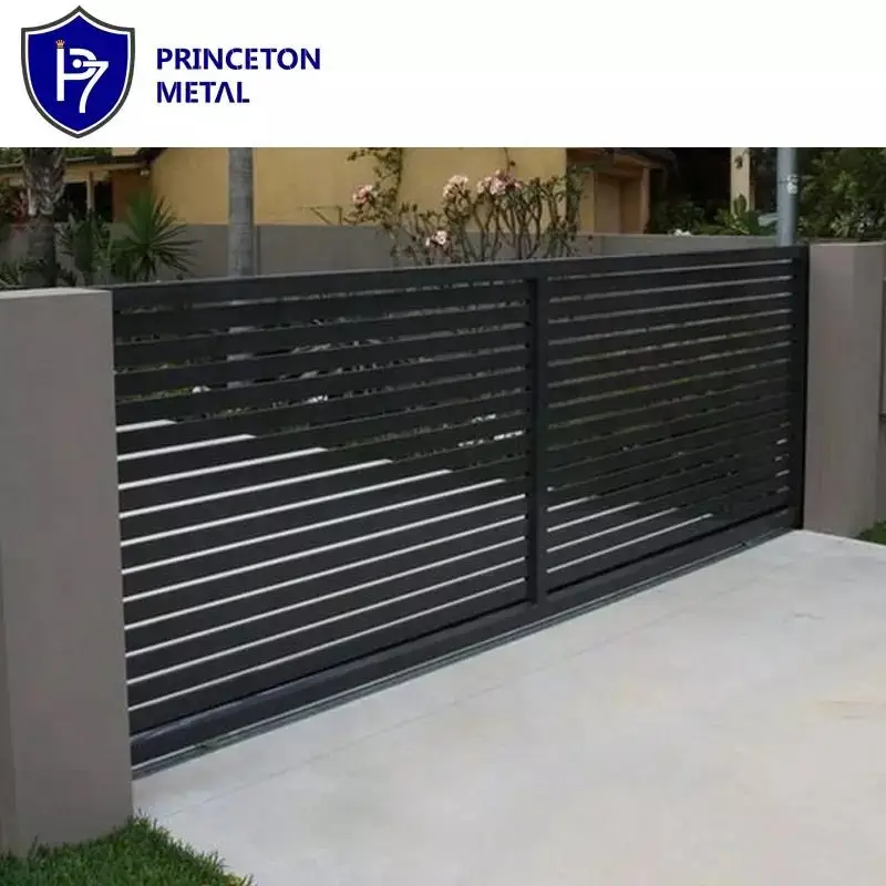no rust automatic metal main electric slat gates powder coated Aluminum driveway sliding fencing trellis gates