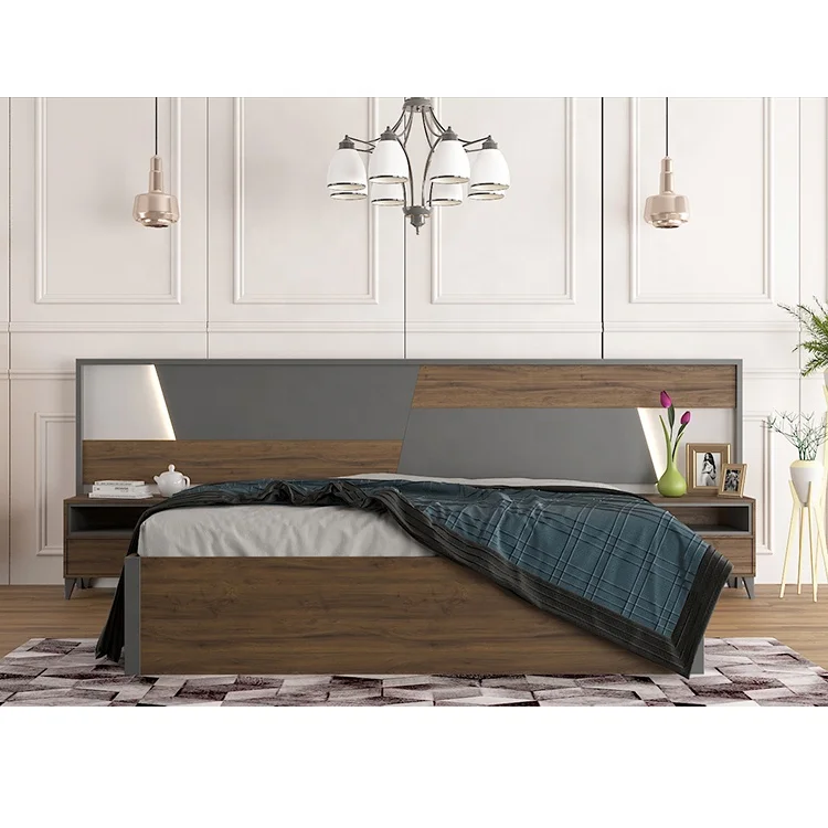 
Chinese Manufacturer Wood King Size Bedroom Furniture Sets Double Bed With Storage 