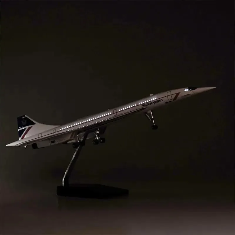 1/124 scale 50cm Singapore Airlines Concorde Resin Aircraft Model Airplane with Led & Landing Gears