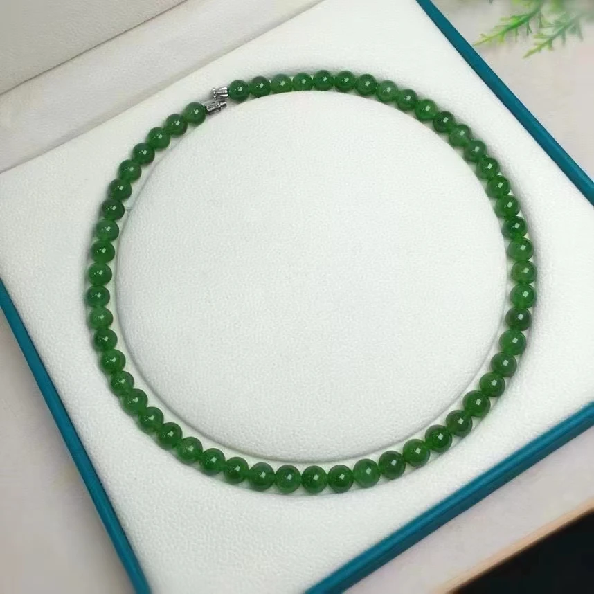 MEDBOO Fine Jewelry Factory Real Jewellery Spinach Nephrite Hetian Jasper Jade Round Bead Necklace Jewelry