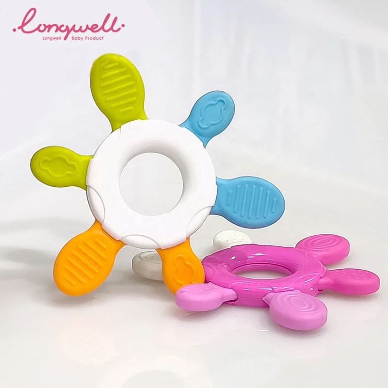 
Ningbo Longwell Custom Wholesale Infant Safety Eco Organic Chewable Toys for Babies Plastic ABS Teething New Design Baby Teether 