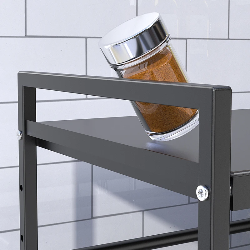 High Quality Carbon Steel Kitchen Rack Adjustable Standing Type Microwave Oven Organizer Shelf Rack