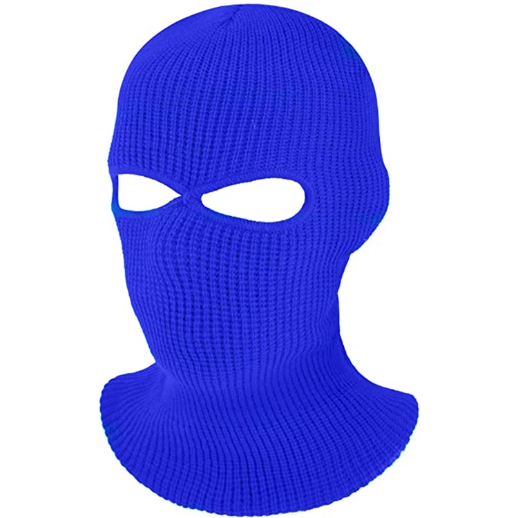 Custom logo designer high quality oem winter knit thermal two 2 hole motorcycle hood blank ski full face mask balaclava