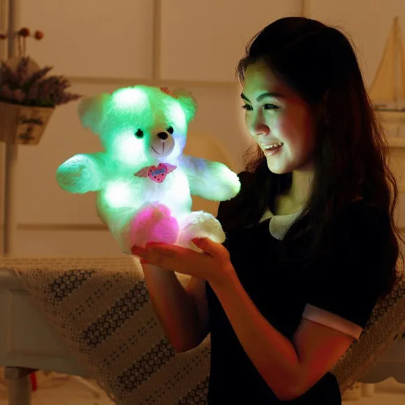 1PC 20/35cm High Quality Luminous Plush Teddy Bear Toys Animal Doll lovely bear animals Best Birthday Gift For kids Baby  HH