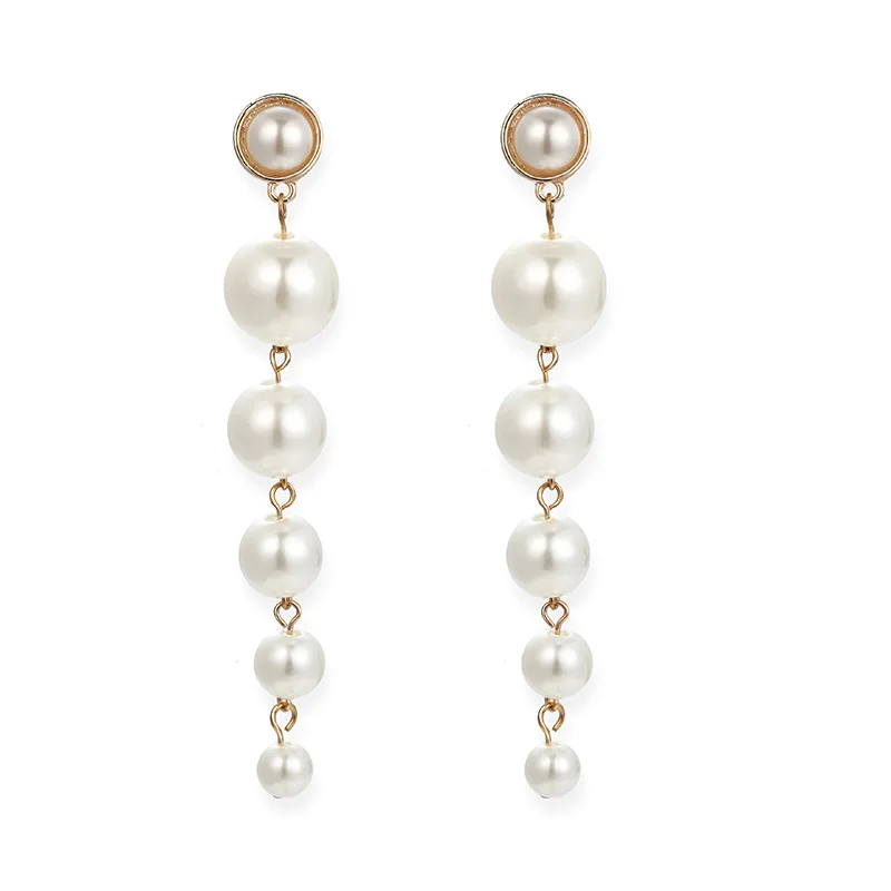 Fashion imitation pearl long earrings size pearl tassel earrings wholesale gift women earrings
