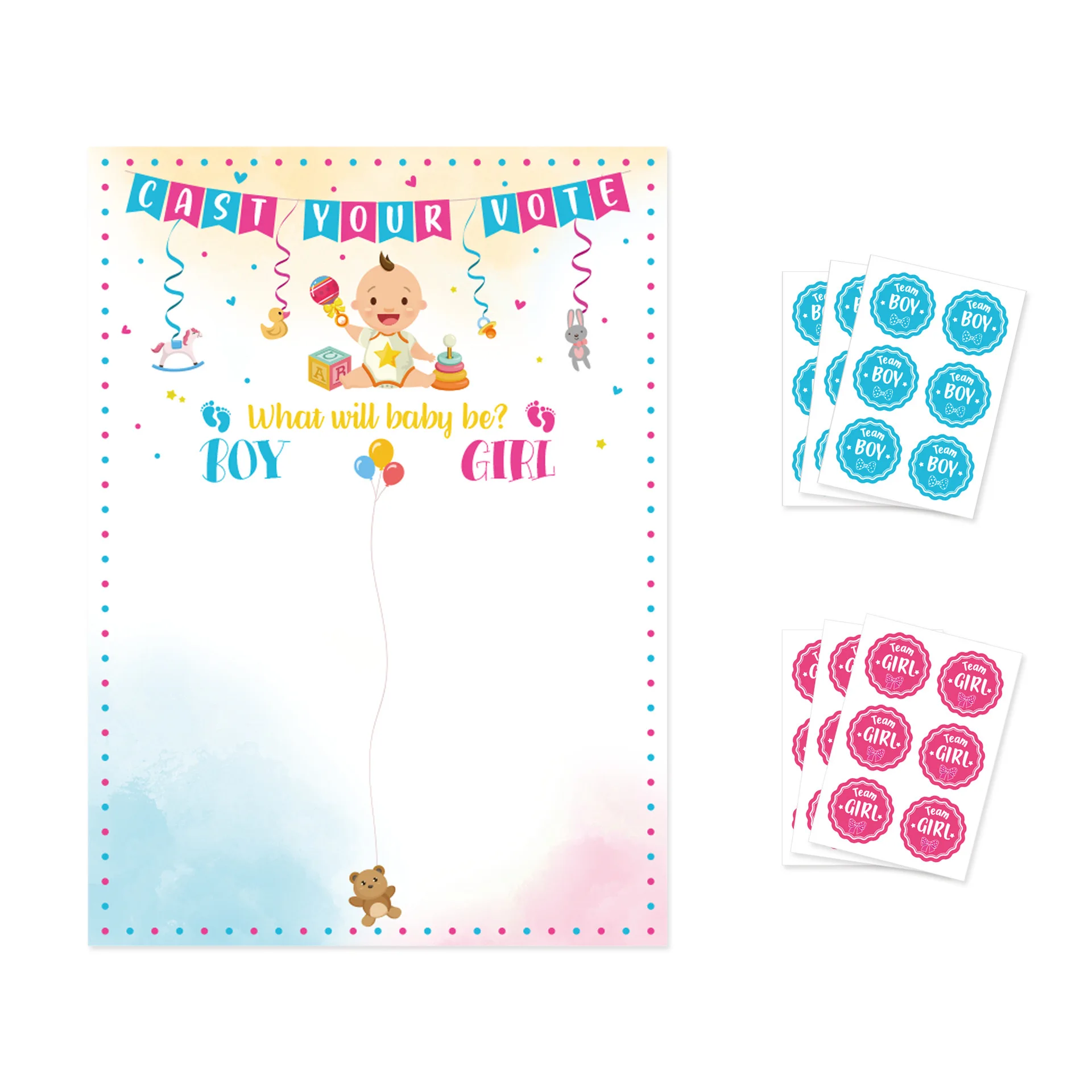 Hot Sale Gender Reveal Boy or Girl Poster Decorations Baby Shower Party Supplies