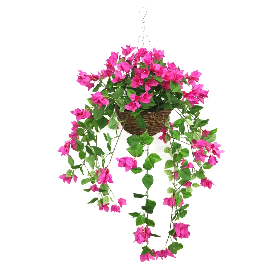 Artificial bougainvillea flowers hanging with basket arrangement