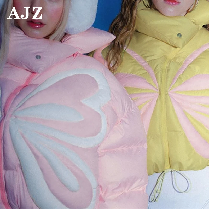 custom printed embroidery padded coats bubble clothing crop top zipper logo warm down coat winter women puffer jacket