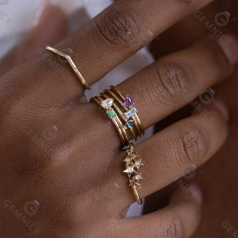 Gemnel custom eternity jewelry 925 sterling silver 18k gold minimalist wholesale price birthstone ring