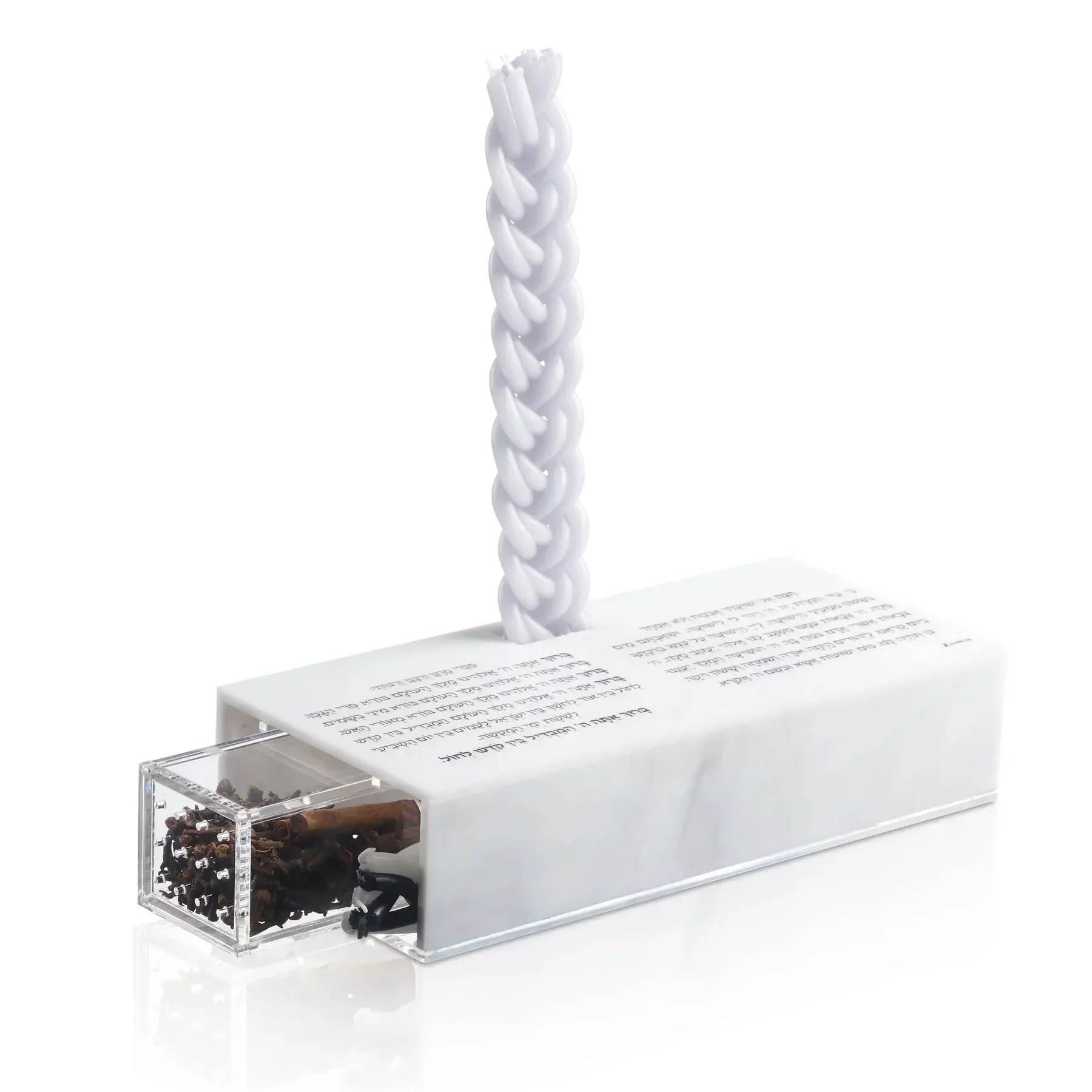 Factory Custom Shabbos Purim gifts Waterdale Collection Shabbat Jewish acrylic Besamim match Holder Judaica lucite Havdalah Set