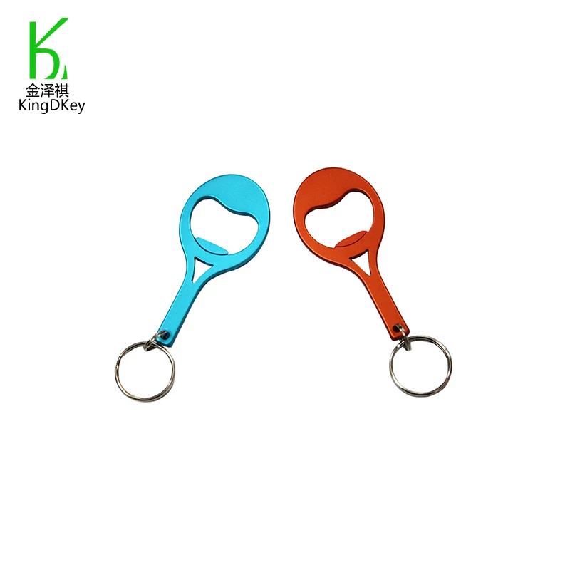 Custom logo print Aluminium alloytennis racket shape design bottle opener keychain or key ring for promotional gifts