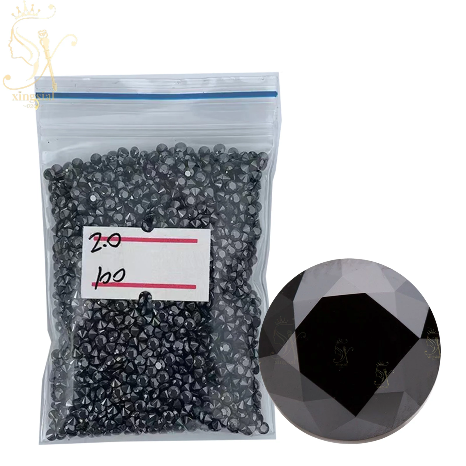 Xingsial 1CT 3.0mm Wholesale Round Loose Stones Small Moissanite Diamond For Watch Bezel Hip Hop Melee Black