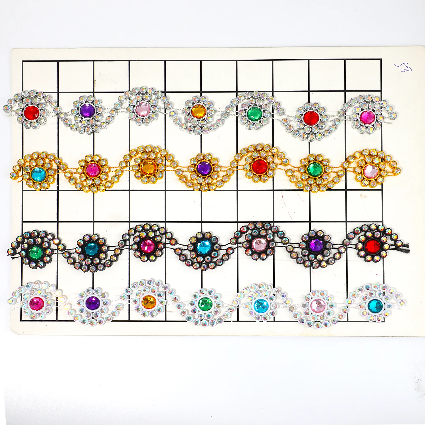 Gold Colorful Crystal Chain Trim Rainbow Rhinestone Fishbone Wedding Dress Applique Bridal Costume Decoration DIY Sewing Craft