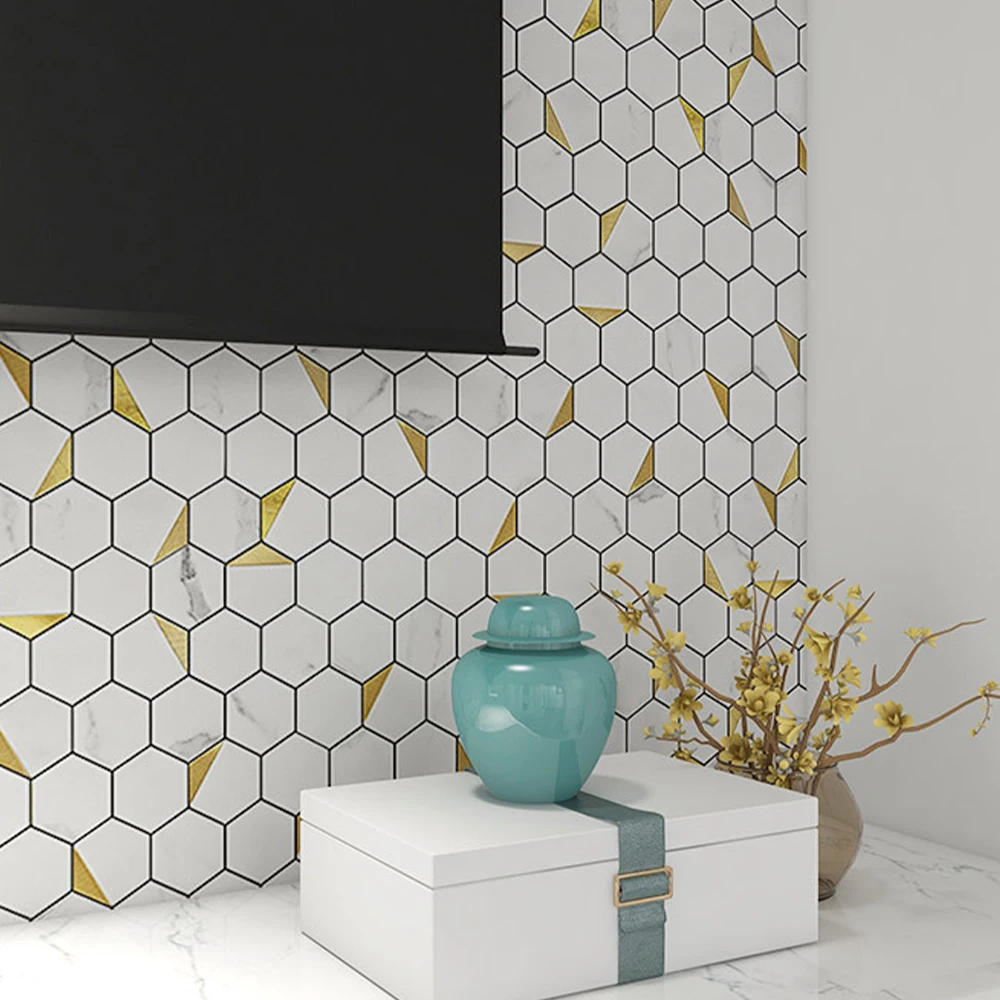 Wholesale Irregular Mosaic Hexagon Indoor Interior Wall Decoration Marble Carrara White Stone Mosaic Tiles For Kitchen Bathroom