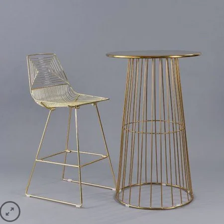 Event furniture white metal wire cocktail table rentals