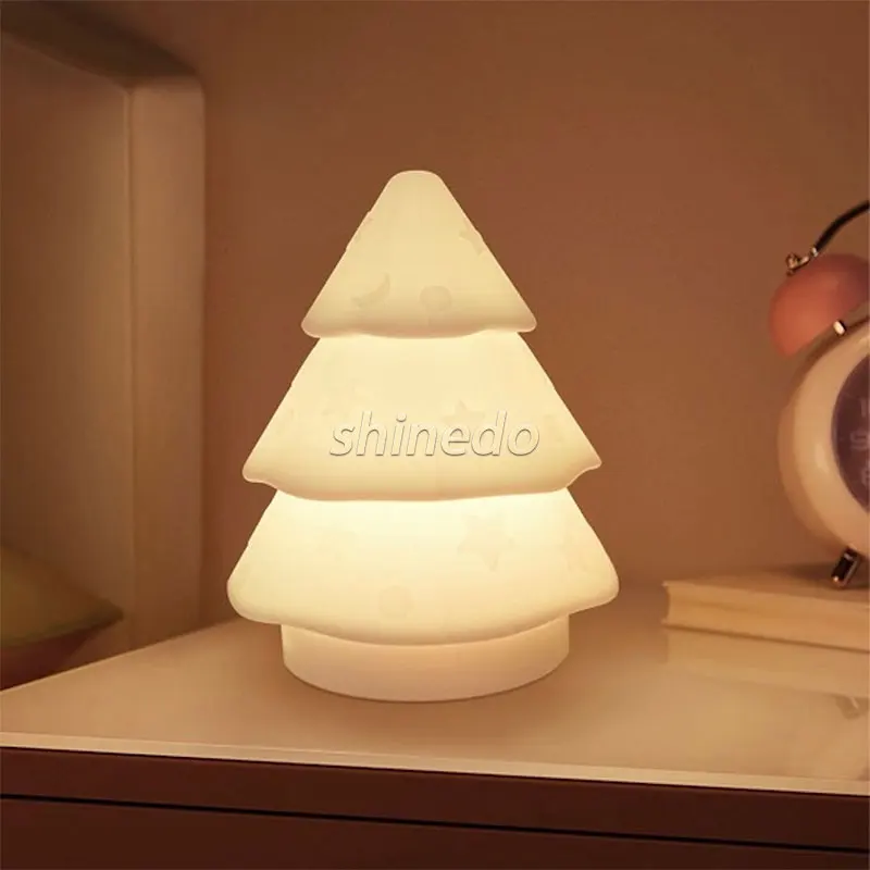 Рождественская елка Pat маленькая ночник Usb перезаряжаемая силиконовая семицветная лампа креативная мультяшная настольная