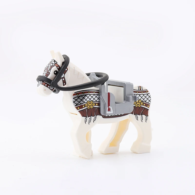 Medieval Knight Soldier Mini Figure Equipment War Horse with Saddle Bridle Military Accessories Building Blocks Army MOC Bricks