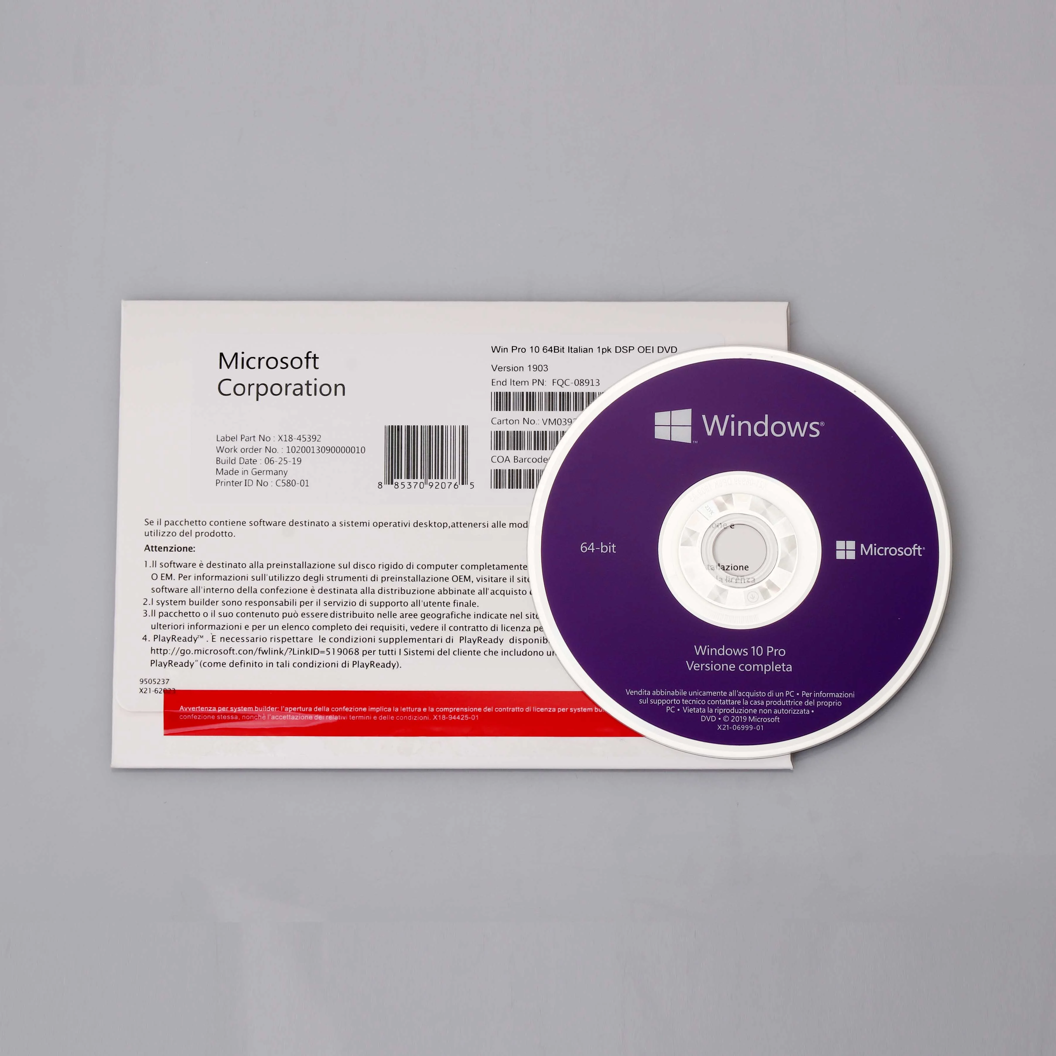  Windows 10 профессиональный DVD полный пакет Испанский Немецкий Русский Итальянский Французский язык Бесплатная доставка