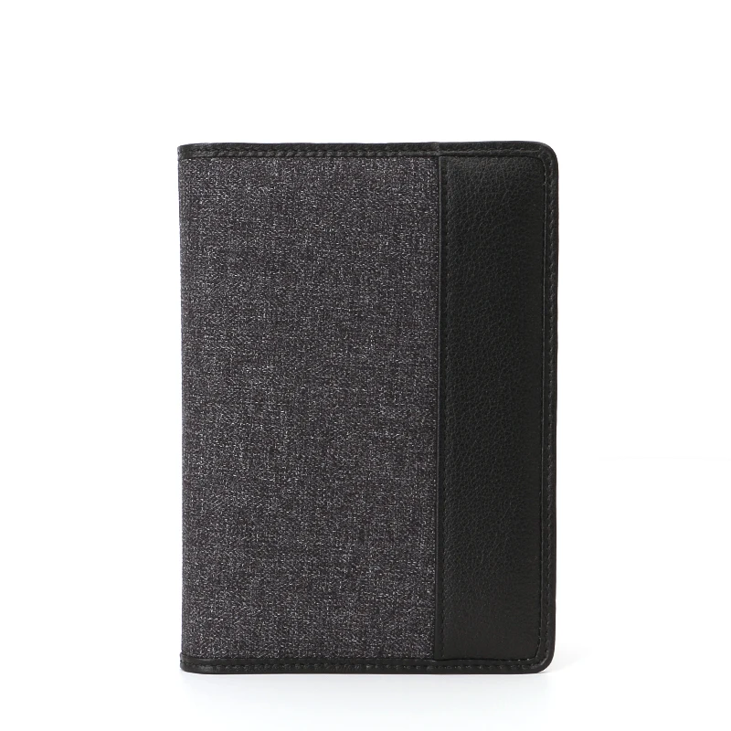 Fashion Design Passport Holder Made In Fabric Combine Genuine leather RFID Blocking Passport Holder Cover
