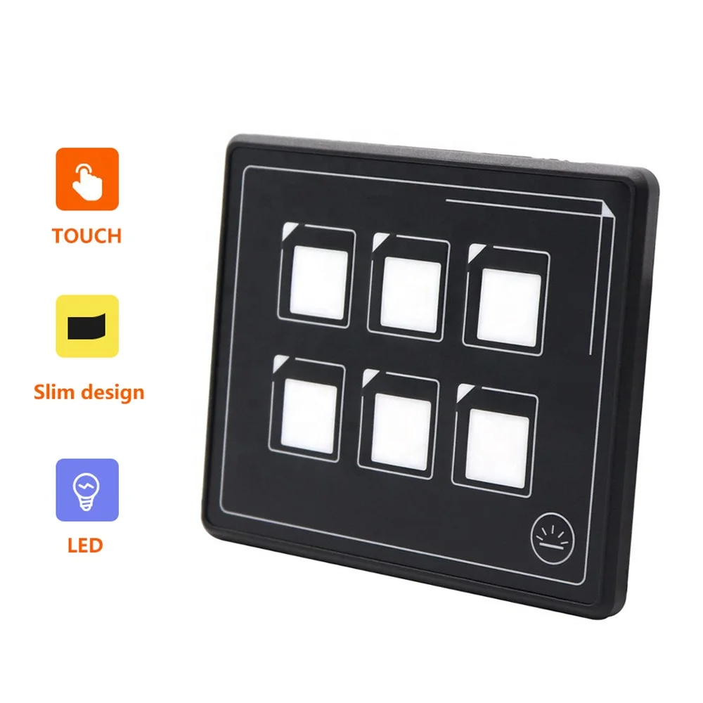  AMOMD 12 V RV CE 6 Way Marine LED Botton Switch для лодки водонепроницаемая Сенсорная панель переключателя