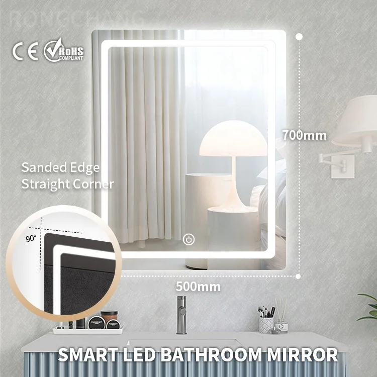 Hotel Design ip44 Waterproof Multifunctional Led Light Smart Bathroom Led Lighted Vanity Mirror Anti Fog LED Bathroom Mirror