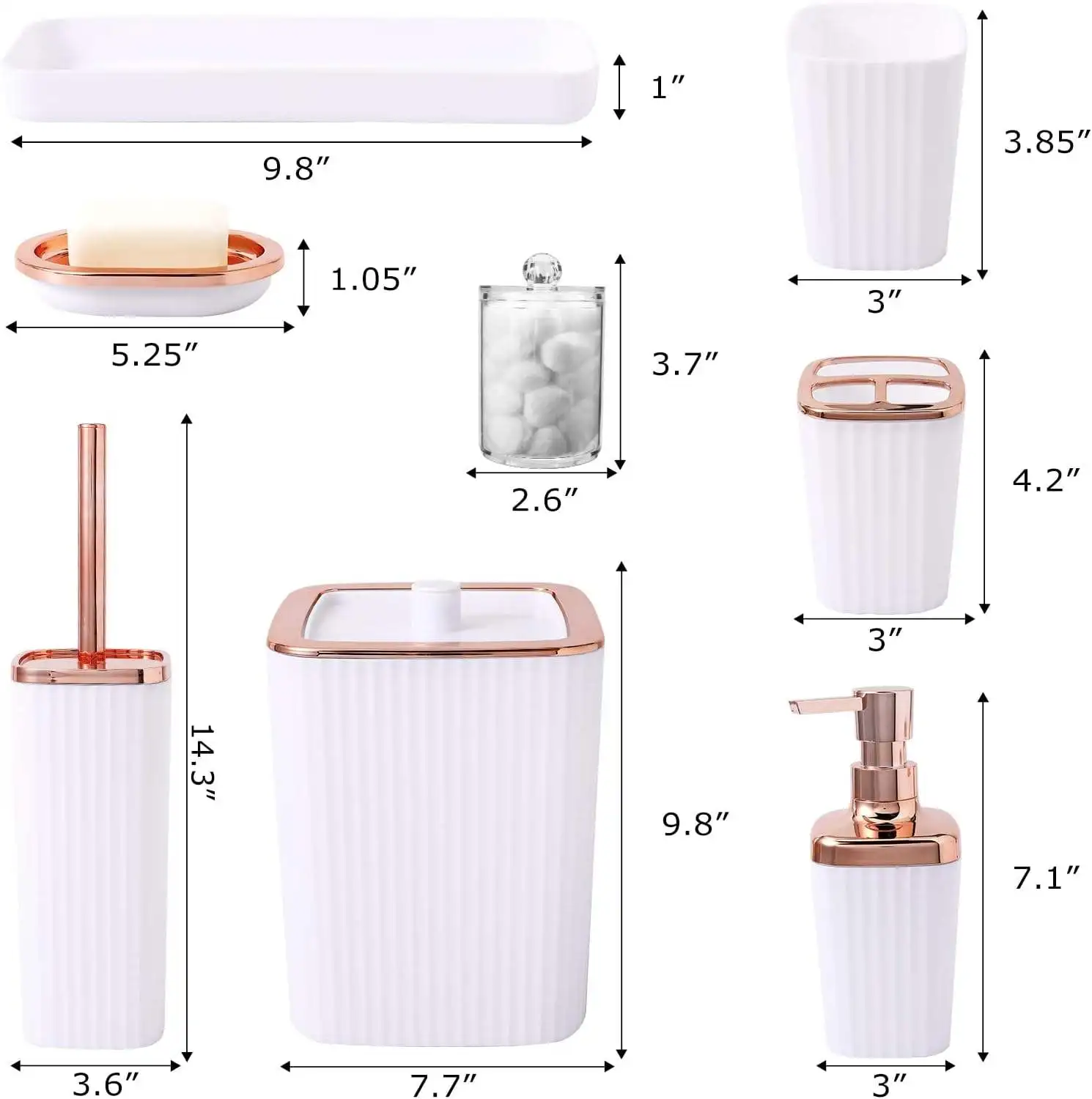 Europe Style 6 Piece Luxury Matte Black and Gold Modern Bathroom Accessories Set Plastic Home Metal Sleek Modern Bathroom Set