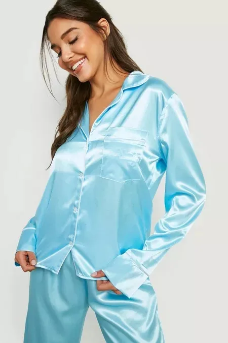 KY Plus Size Long Sleeve Custom Satin Two Pieces Pajama Sets for Women