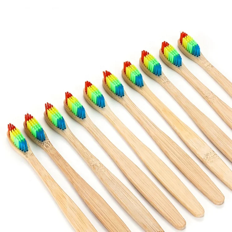Anti Bacterial Biodegradable Toothbrush Bristles Organic 4 Pack  Natural Bamboo Toothbrush